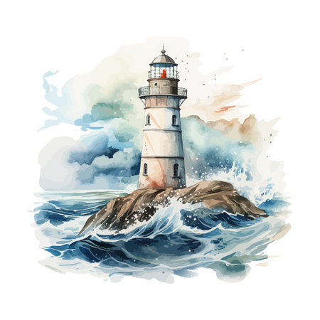 Lighthouse watercolor. Vector illustration design.のイラスト素材