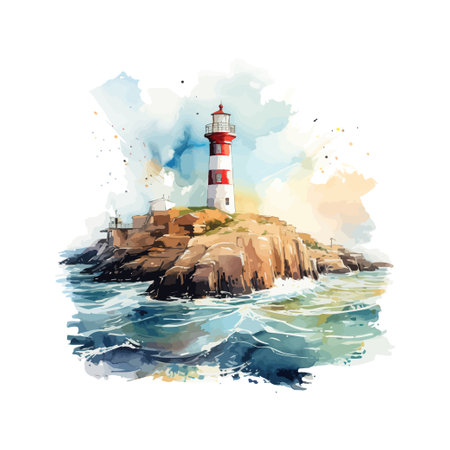 Lighthouse watercolor. Vector illustration design.のイラスト素材