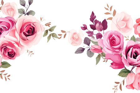 Composition of watercolor roses watercolor. Vector image.のイラスト素材