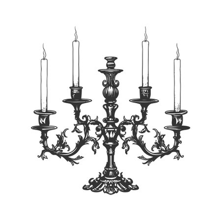 Vintage Candlestick with candles. Vector illustration design.のイラスト素材