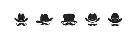 Black hats with mustache icon set. Vector illustration design.のイラスト素材