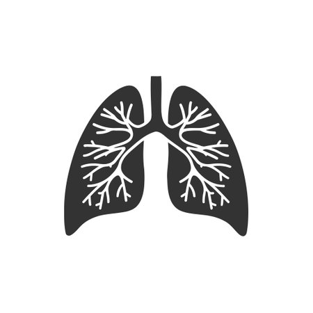 Black and white lungs silhouette icon. Vector illustration design.のイラスト素材