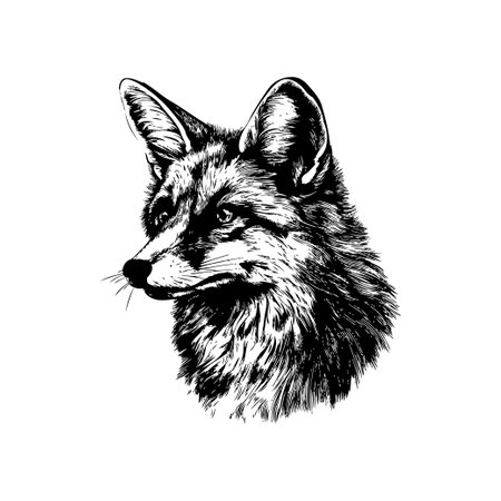 Fox face sketch Hand drawn style. Vector illustration designのイラスト素材