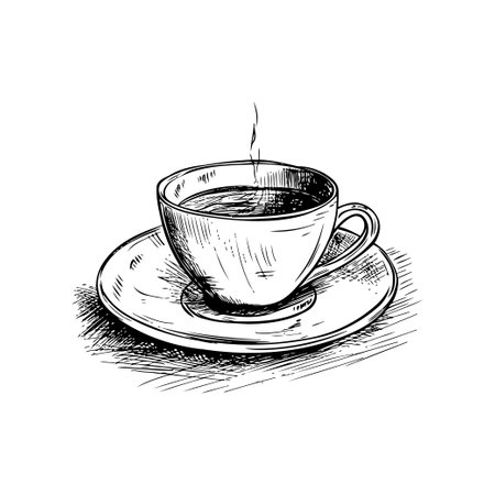 Steaming Coffee Cup Line Art. Hand drawn style. Vector illustration designのイラスト素材