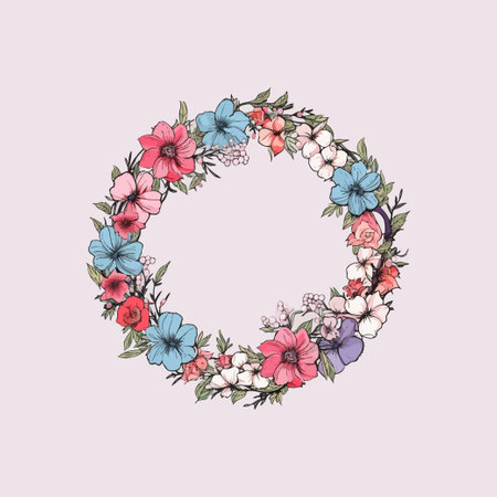 Floral Wreath on Pastel Background. Vector illustration design.のイラスト素材