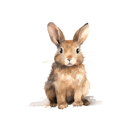 Realistic Brown Rabbit Watercolor Artwork. Vector illustration design.のイラスト素材