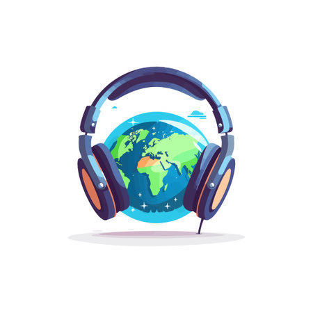 Planet Earth Enjoying Music. Vector illustration design.のイラスト素材