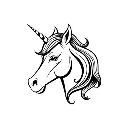 Unicorn Head. Hand drawn style. Vector illustration designのイラスト素材