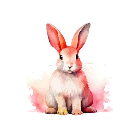Soft Watercolor Rabbit with Pink Hues. Vector illustration design.のイラスト素材