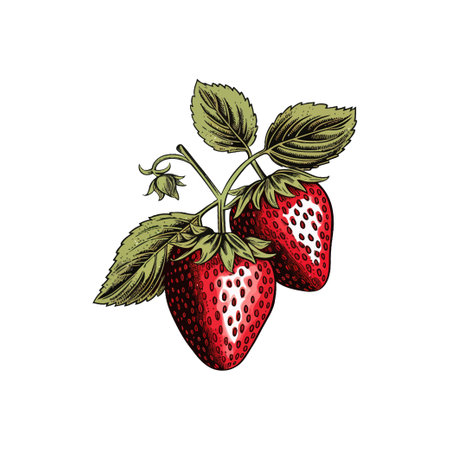 Vintage Style Hand-Drawn Strawberries. Vector illustration design.のイラスト素材
