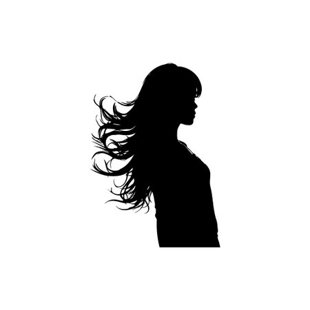 Silhouette of Woman with Flowing Hair Profile. Vector illustration design.のイラスト素材