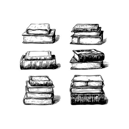 Stack of Books Ink Hand drawn style. Vector illustration designのイラスト素材