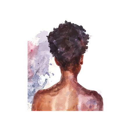 Artistic Watercolor Portrait of Woman from Behind. Vector illustration design.のイラスト素材