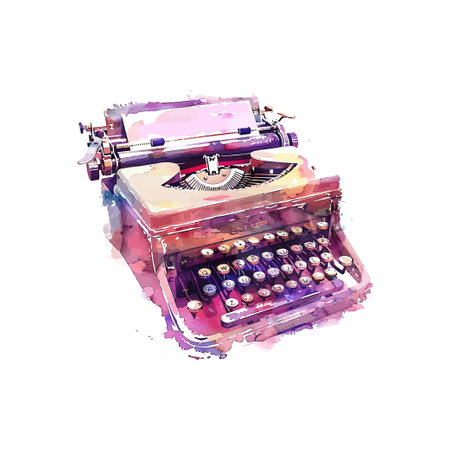 Vintage Typewriter in Watercolor Art. Vector illustration design.のイラスト素材