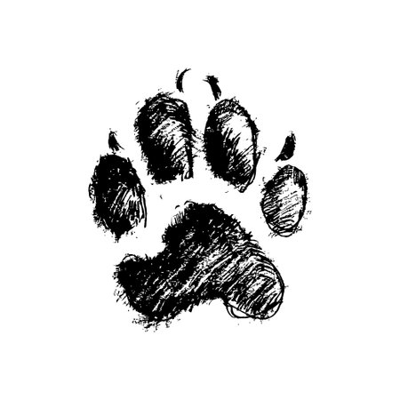 Hand-drawn Animal Paw Print. Vector illustration design.のイラスト素材