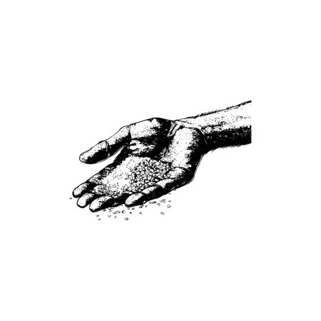 Hand Dispensing Salt Black and White. Vector illustration design.のイラスト素材