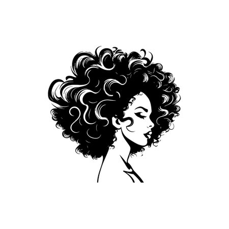 Black and White Illustration of Woman's Profile. Vector illustration design.のイラスト素材