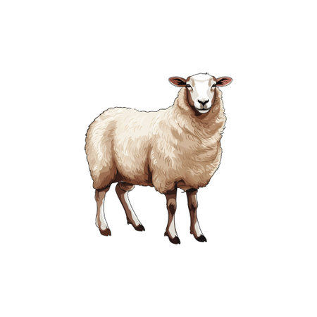 Realistic Sheep Illustration Standing Alone. Vector illustration design.のイラスト素材