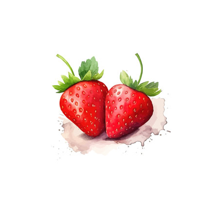 Fresh Strawberries Pair Watercolor. Vector illustration design.のイラスト素材