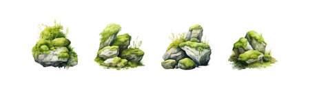 Stone in the moss. Vector illustration design.のイラスト素材