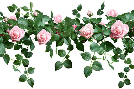 Lush Pink Rose Vine on White Background. Vector illustration design.のイラスト素材
