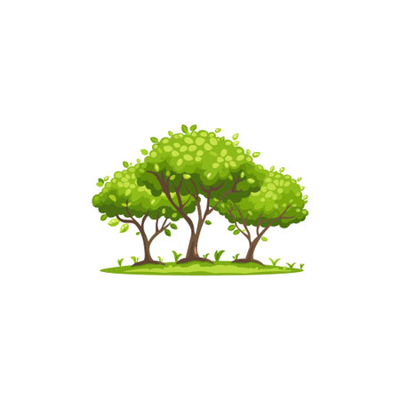 Lush Green Trees on Grass. Vector illustration design.のイラスト素材