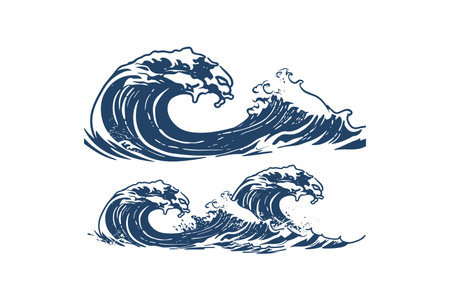 Powerful Ocean Waves. Vector illustration design.のイラスト素材