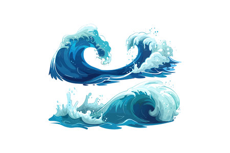 Dynamic Ocean Waves. Vector illustration design.のイラスト素材