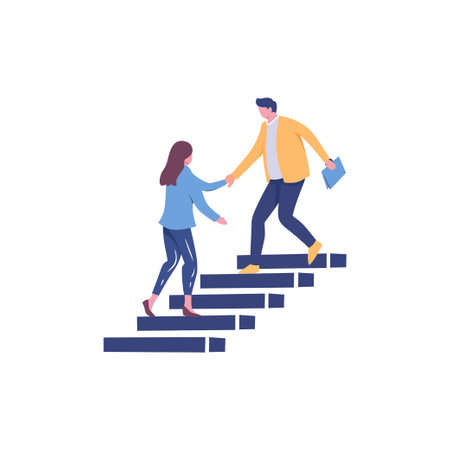 Business Partners Climbing Steps Together. Vector illustration design.のイラスト素材
