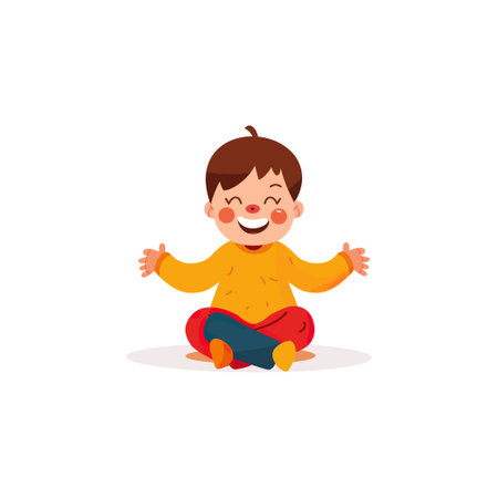 Happy Toddler Boy Sitting and Smiling. Vector illustration design.のイラスト素材