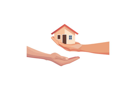 Hands Exchanging a House. Vector illustration design.のイラスト素材