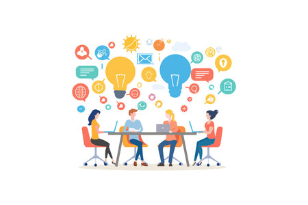 Creative Team Brainstorming with Ideas. Vector illustration design.のイラスト素材