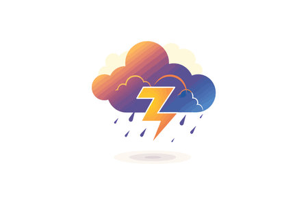 Colorful Thunderstorm Icon with Lightning. Vector illustration design.