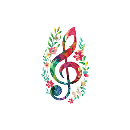 Abstract Floral Treble Clef. Vector illustration design.のイラスト素材