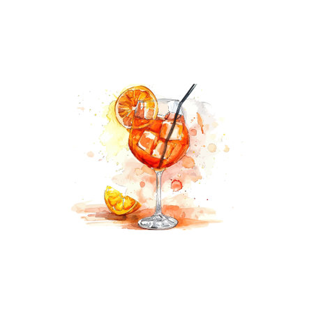 Watercolor Cocktail with Orange Garnish. Vector illustration design.のイラスト素材