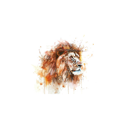 Watercolor Painting of Lion Head. Vector illustration design.のイラスト素材