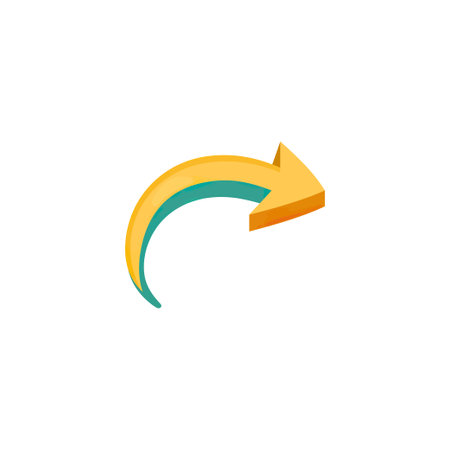 Curved Yellow Arrow Icon for DirectionVector illustration design.のイラスト素材