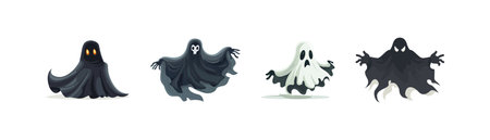 Cartoon Ghosts Collection for Halloween. Vector illustration design.のイラスト素材