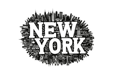 New York Text with Detailed Cityscape Vector illustration design.のイラスト素材