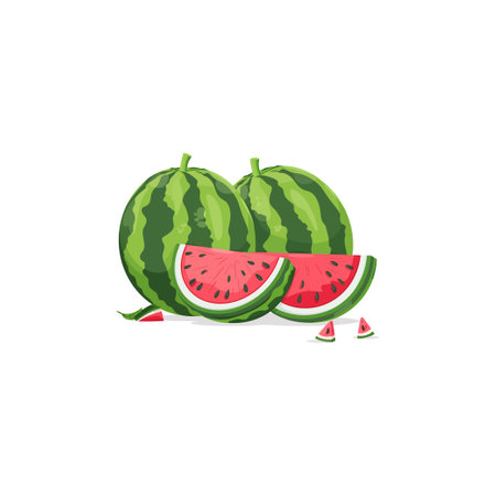 Whole and Sliced Watermelons. Vector illustration design.のイラスト素材