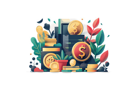 Coins and Financial Growth. Vector illustration design.のイラスト素材