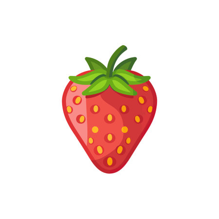 Bright Red Strawberry Illustration with Green Leaves. Vector illustration design.のイラスト素材