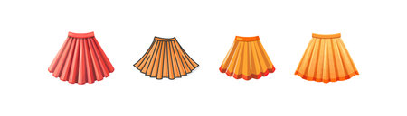 Various Pleated Skirts. Vector illustration designのイラスト素材