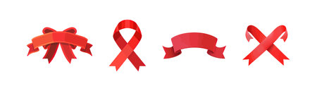 Variety of Red Ribbons. Vector illustration design.のイラスト素材