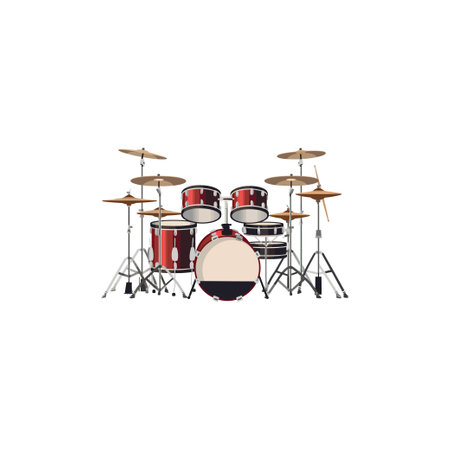 Detailed Illustration of a Red Drum Set. Vector illustration design.のイラスト素材