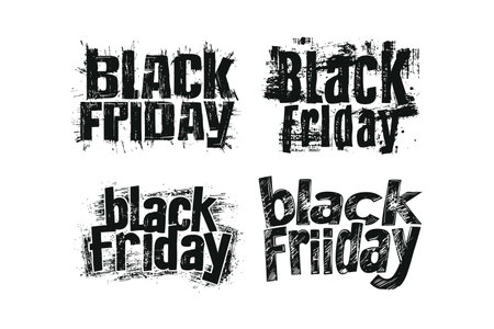 Black Friday Grunge Style Text Designs. Vector illustration design.のイラスト素材