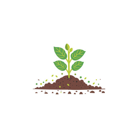 Young Plant Growing in Fresh Soil. Vector illustration.のイラスト素材