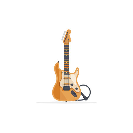 Electric Guitar Illustration with Cable. Vector illustration design.のイラスト素材