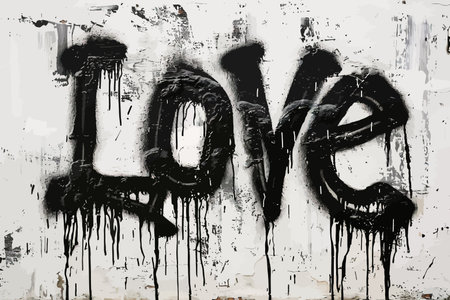 Love Graffiti Art on Distressed Wall. Vector illustration design.のイラスト素材