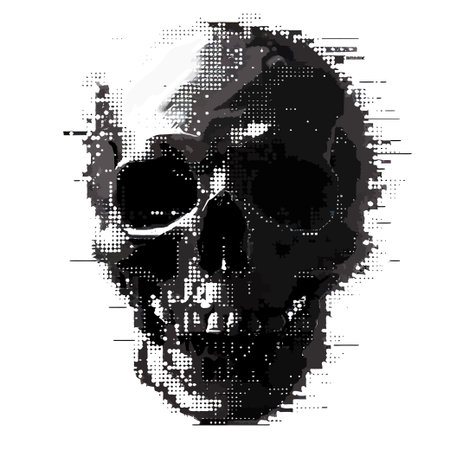 Abstract Pixel Art Skull with Distorted Effects. Vector illustration design.のイラスト素材
